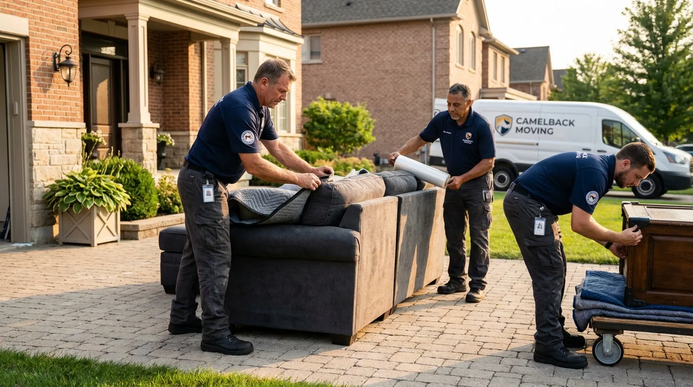 Large estate moving crew wrapping furniture in Lawnside, NJ