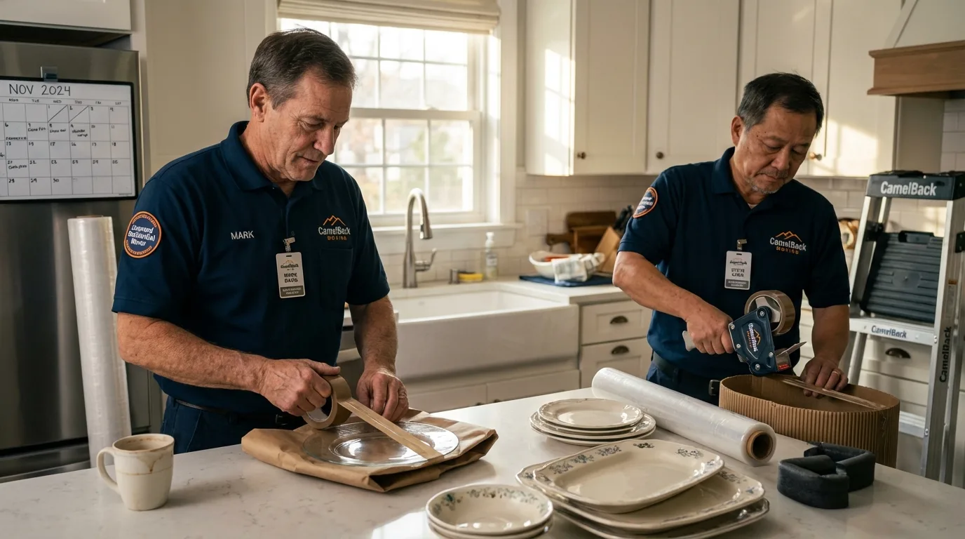 Professional crew packing kitchen dishware in Lawnside, NJ
